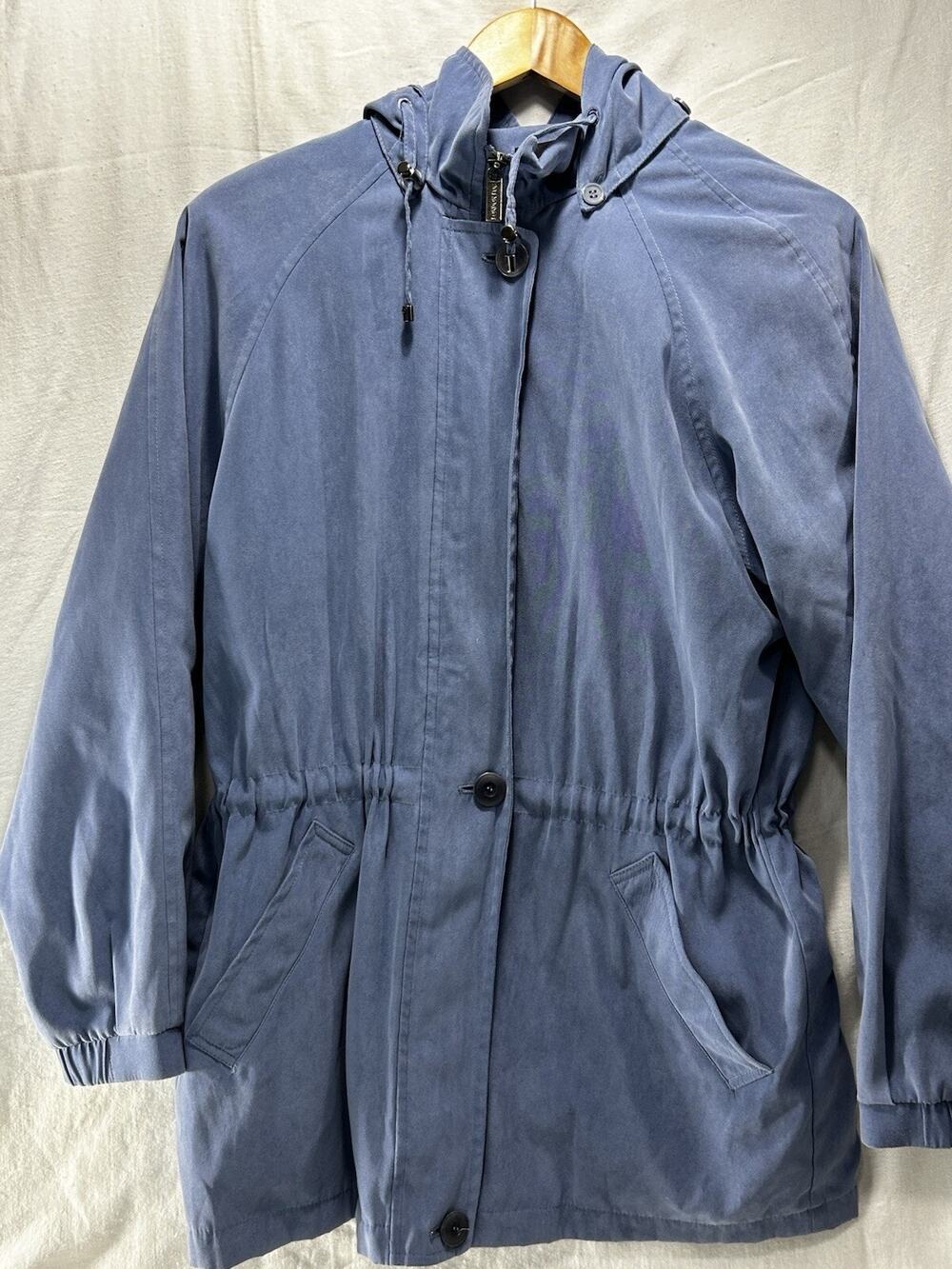 LONDON FOG All purpose Cinch Waist Dusty Blue Hooded Jacket Size Small